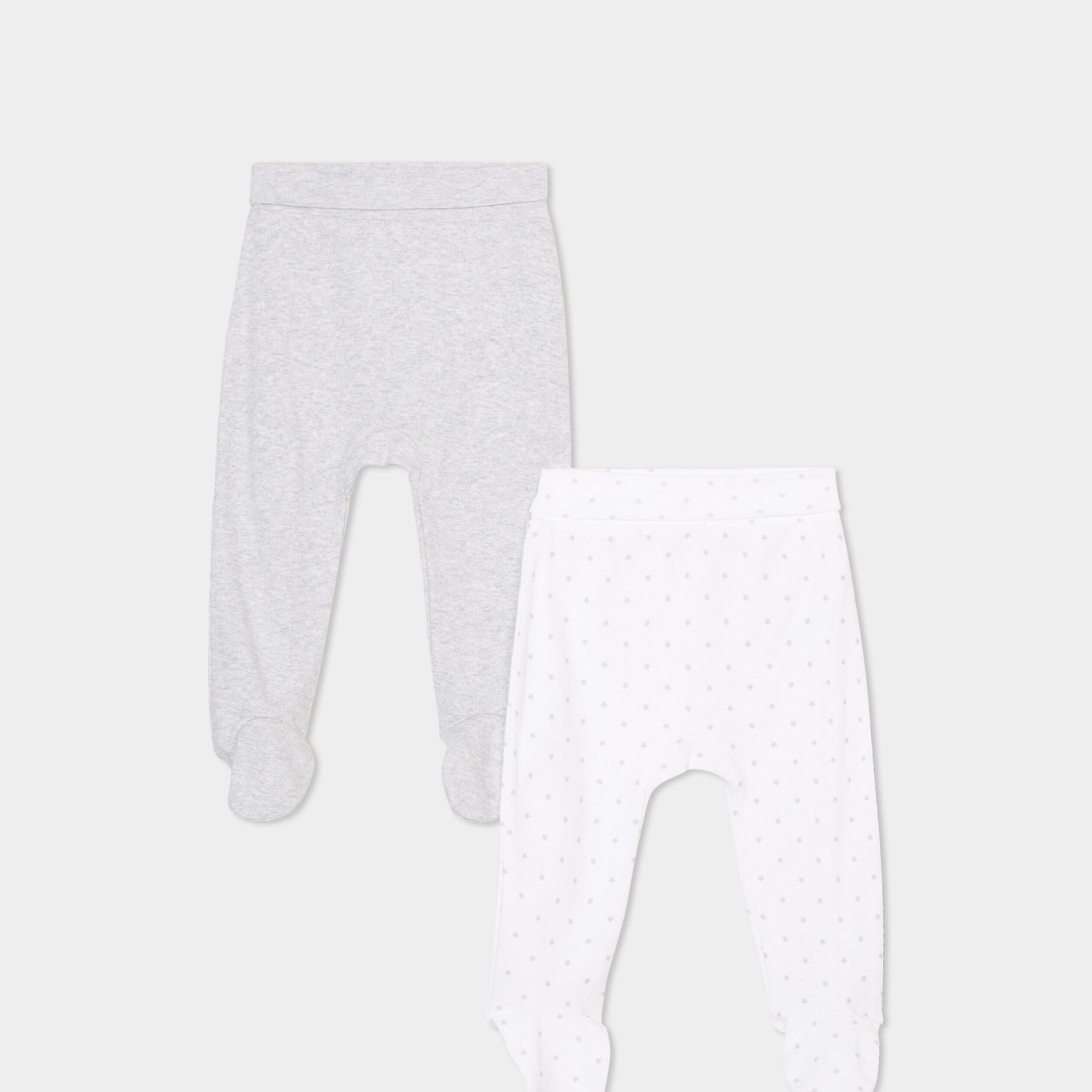 Lot 2 pantalons naissance coton blanc bébé