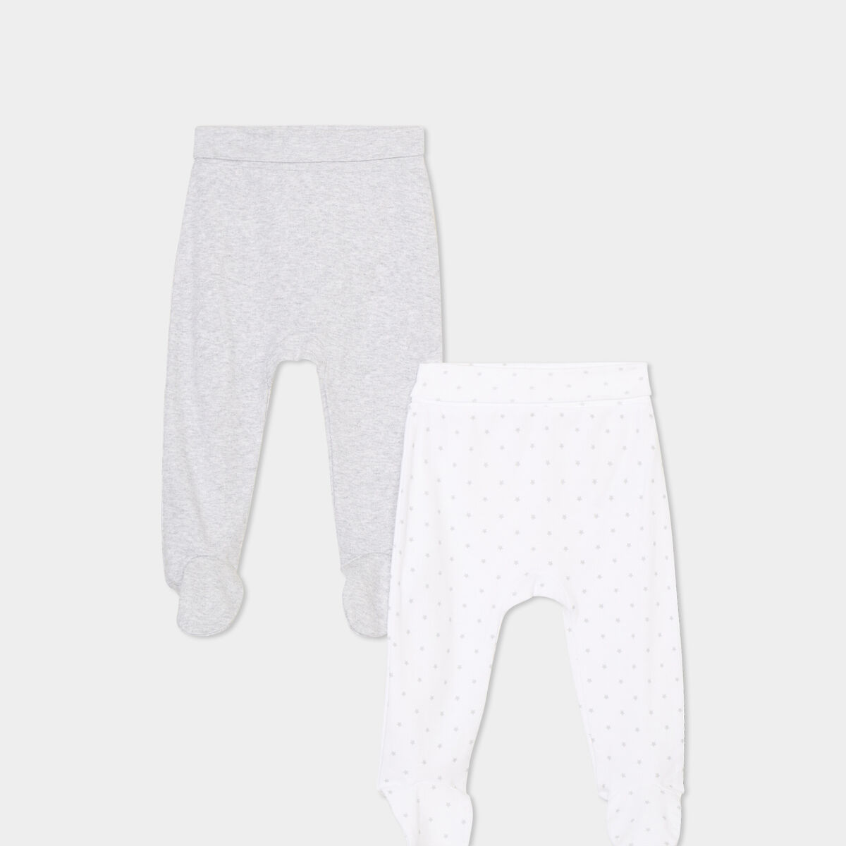 Lot 2 pantalons naissance coton blanc b&eacute;b&eacute;