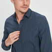 Chemise droite imprimée manches longues bleu homme