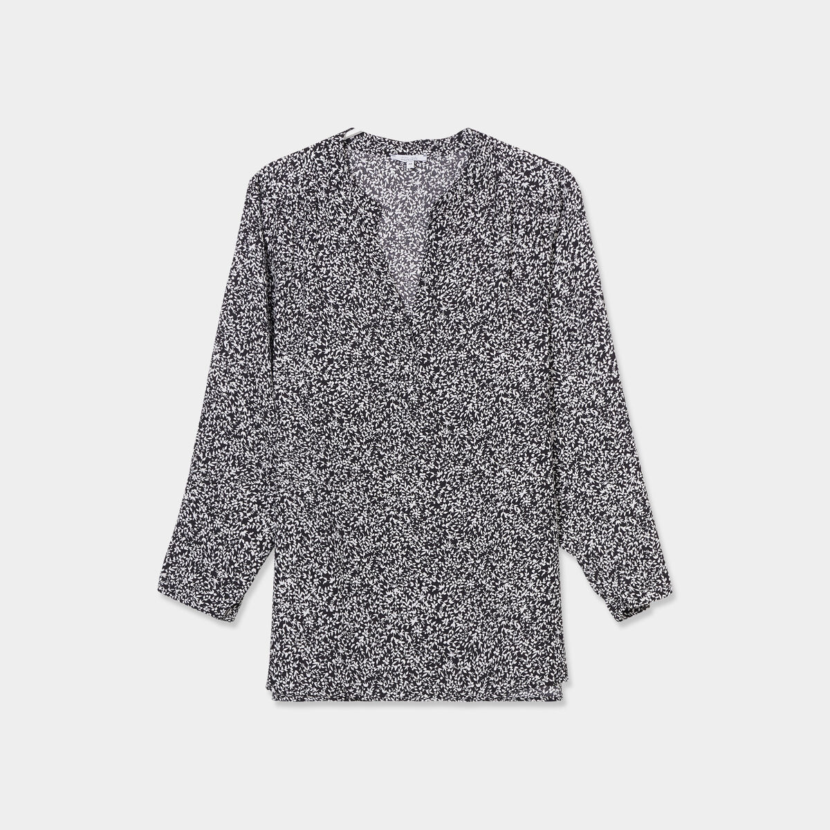 Blouse coupe droite manches 3/4 col en V noir femme grande taille