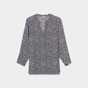 blouse coupe droite manches 34 col en v noir femmegt Blouse coupe droite manches 3/4 col en V noir femme grande taille