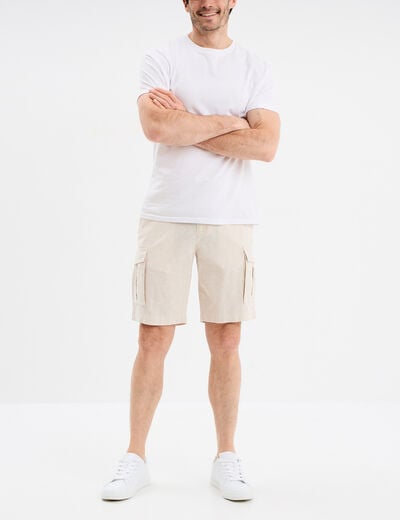 Bermuda cargo en lin mélangé gris clair homme