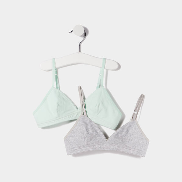 Lot de 2 soutiens-gorge triangle coton bleu clair fille