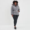 Doudoune capuche fausse fourrure gris clair femme grande taille