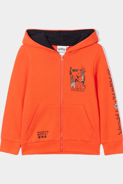 Sweat zippé à capuche Pokémon orange foncé garçon
