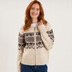 Gilet droit col &agrave; revers zipp&eacute; beige femme