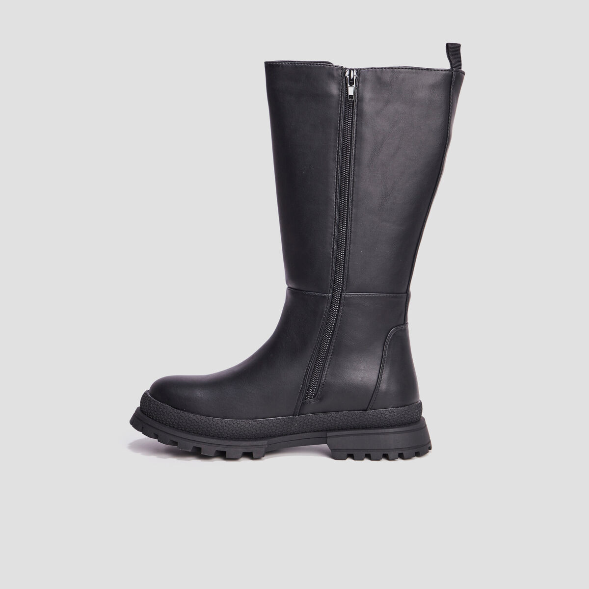 Bottes crantées cotés élastiqués noir fille