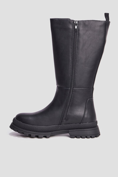 Bottes crant&eacute;es cot&eacute;s &eacute;lastiqu&eacute;s noir fille
