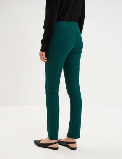 Pantalon slim stretch vert fonc&eacute; femme