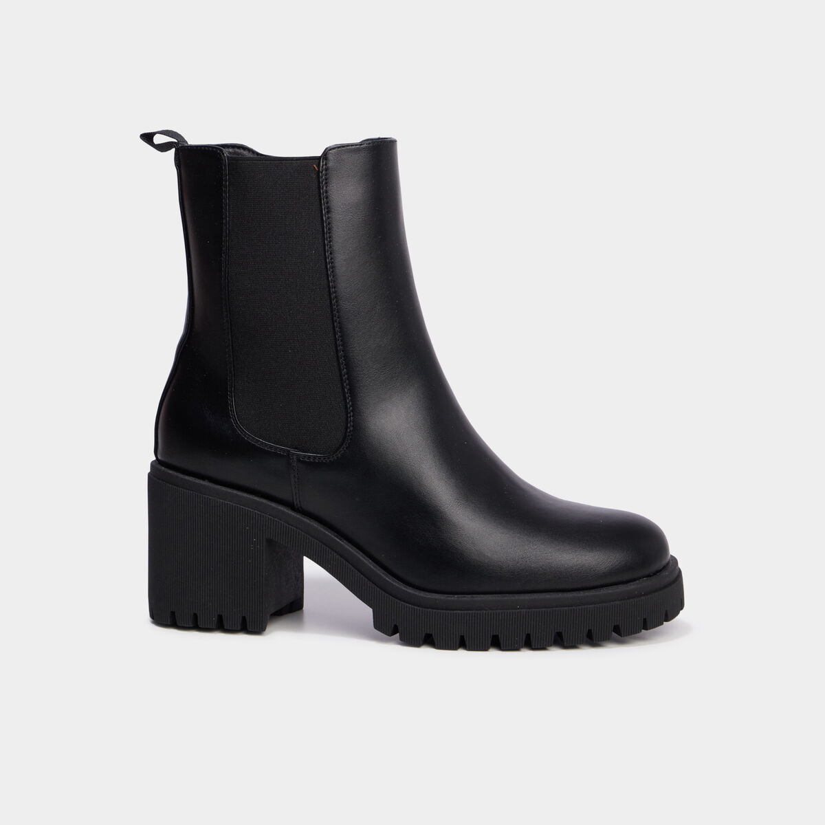 Boots chelsea &agrave; talons noir femme