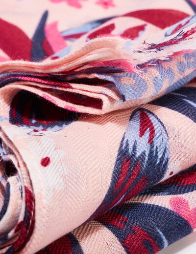 Foulard motif floral rose clair femme