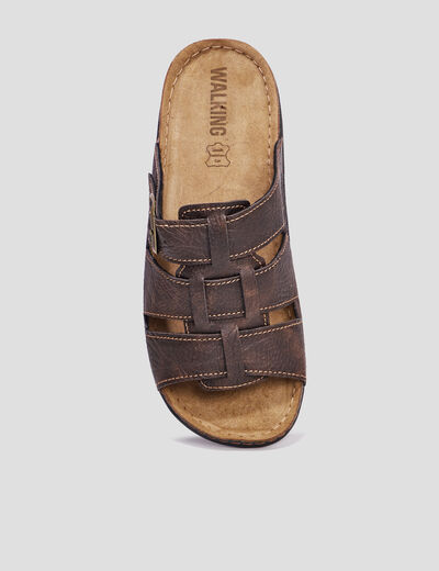 Mules avec brides boucles marron homme