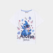 T-shirt col rond manches courtes Stitch blanc fille
