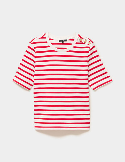 T-shirt marini&egrave;re manches courtes ecru femme
