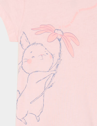 T-shirt manches courtes coton rose clair bébé fille