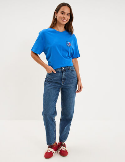 T-shirt maillot de football France coton bleu electrique mixte