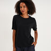 T-shirt manches courtes col rond coton noir femme