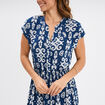 Robe midi crépon col tunisien bleu marine femme