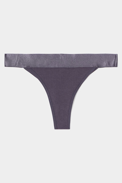 Tanga côtelé gris foncé femme