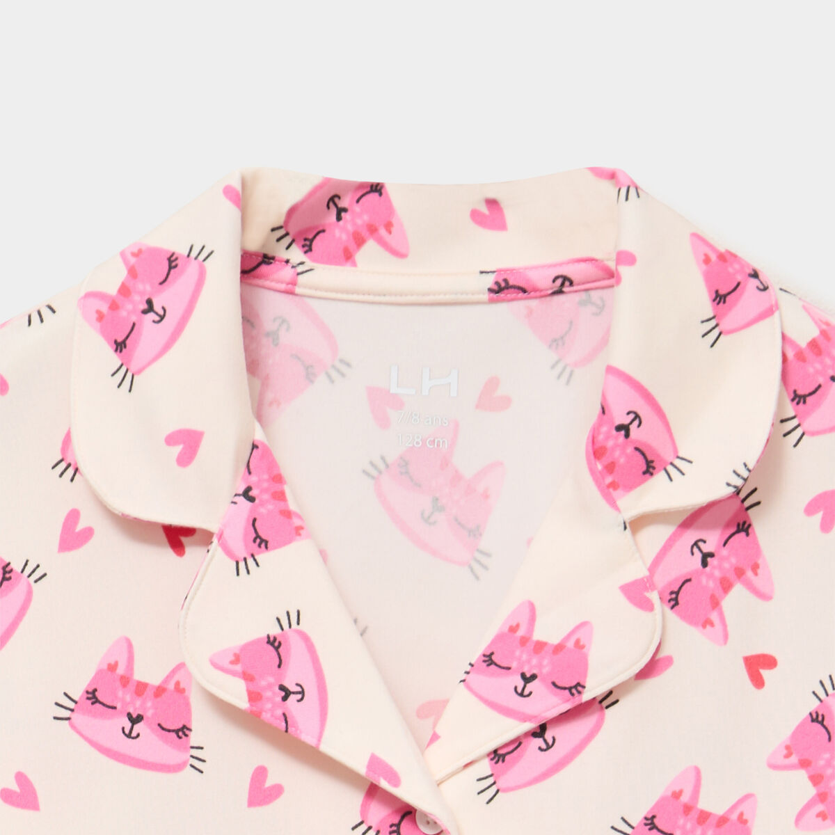 Ensemble pyjama chemise et pantalon ecru fille