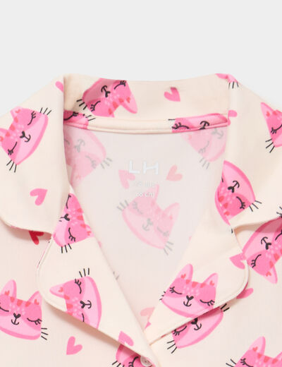 Ensemble pyjama chemise et pantalon ecru fille