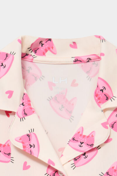 Ensemble pyjama chemise et pantalon ecru fille