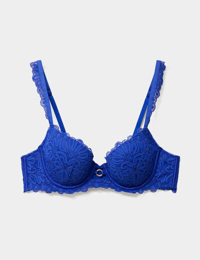 Soutien-gorge embo&icirc;tant padd&eacute; dentelle bleu electrique femme