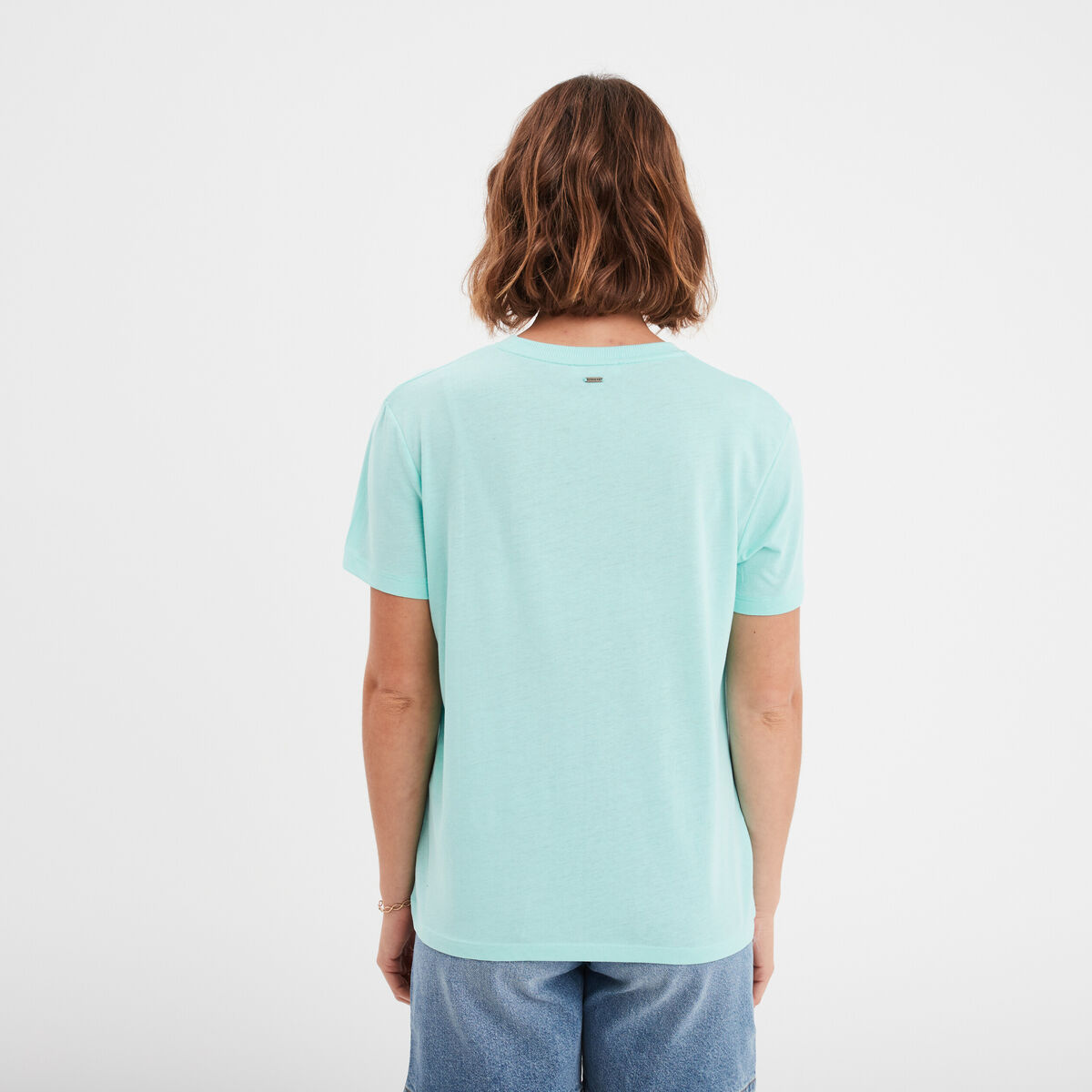 T-shirt manches courtes col rond Creeks bleu turquoise femme