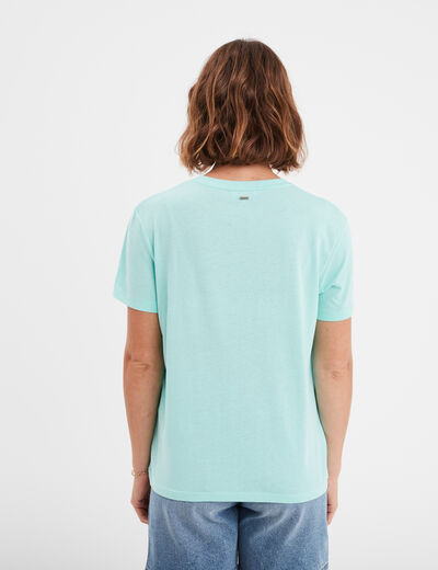 T-shirt manches courtes col rond Creeks bleu turquoise femme