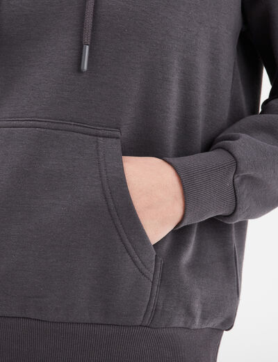 Sweat hoodie molleton à capuche gris foncé femme