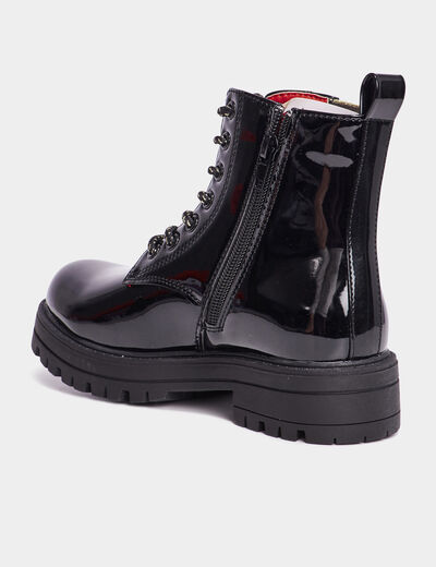 Bottines crantées vernies noir fille