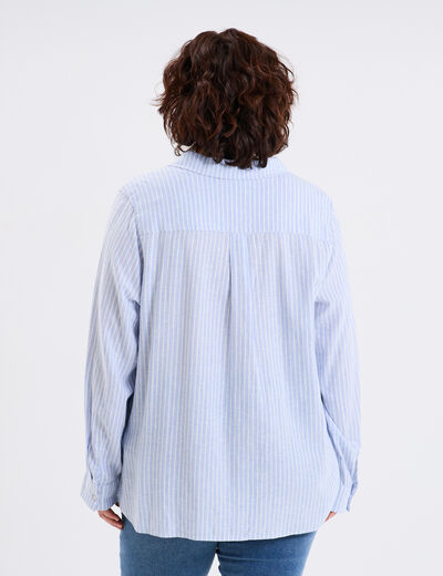 Chemise oversize lin mélangé bleu lavande femme grande taille