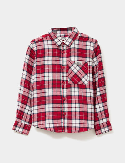 Chemise 1 poche manches longues coton rouge garçon