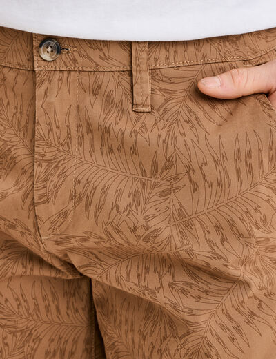 Bermuda short chino droit coton stretch sable homme