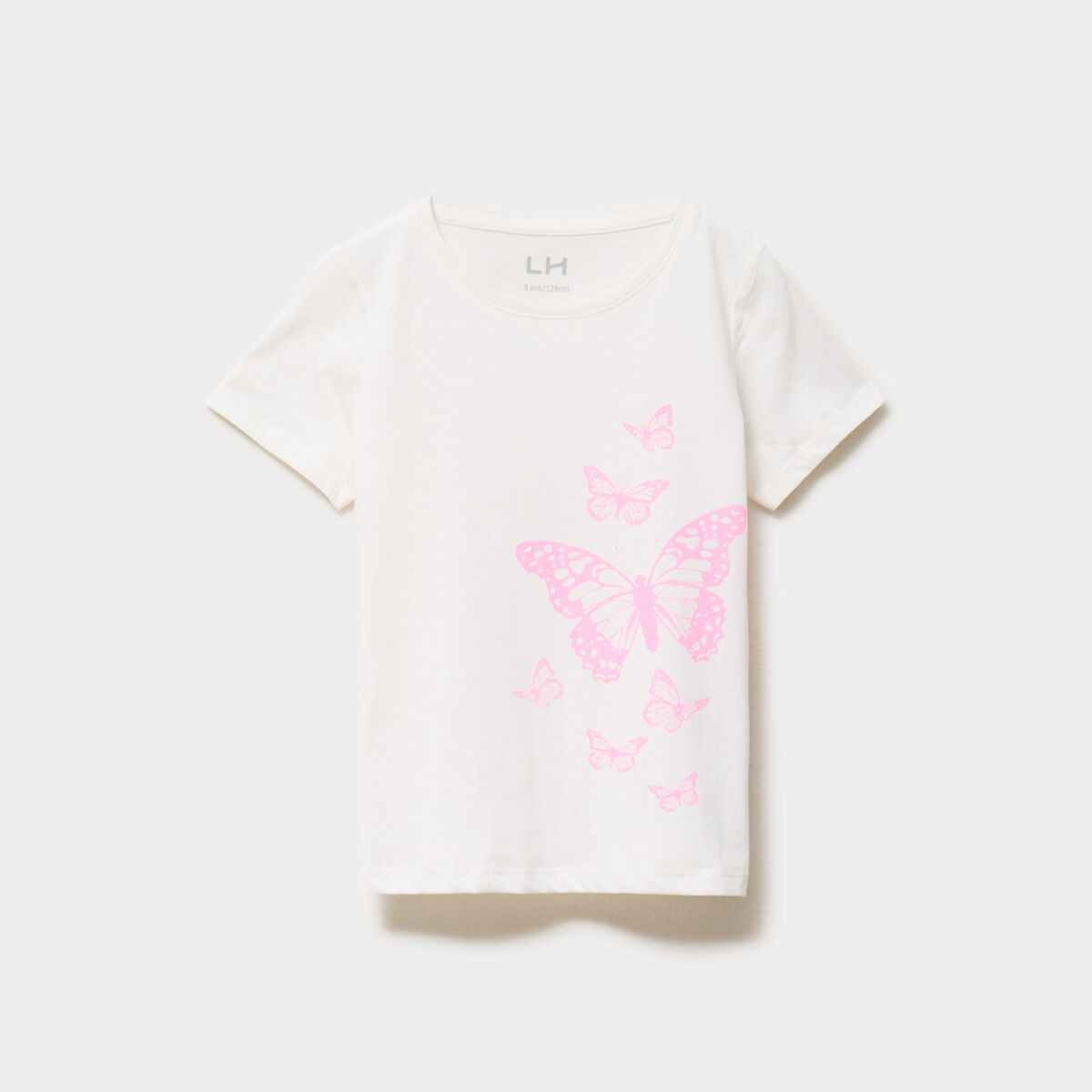 T-shirt manches courtes coton ivoire fille