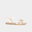 Sandales brides &agrave; fleurs blanc fille