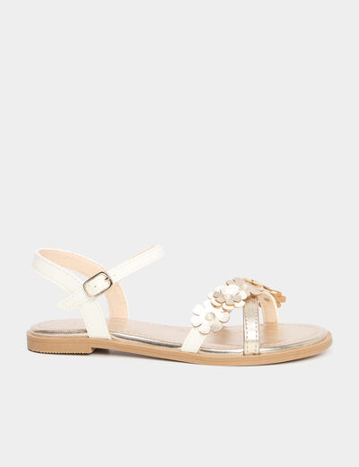 Sandales brides à fleurs blanc fille
