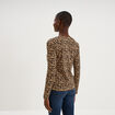 T-shirt col rond manches longues coton beige femme