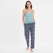 Pantalon de pyjama fluide taille haute bleu canard femme