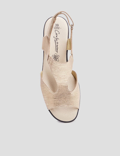 Sandales à talons pied large en cuir sable femme
