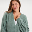 Gilet col en V boutonn&eacute; manches longues vert femme grande taille