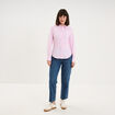 Chemise cintr&eacute;e stretch manches longues rose femme