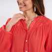 Blouse col tunisien broderie anglaise rouge femme