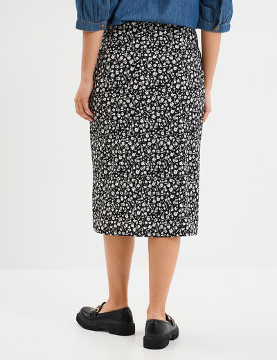 Jupe midi portefeuille noir femme