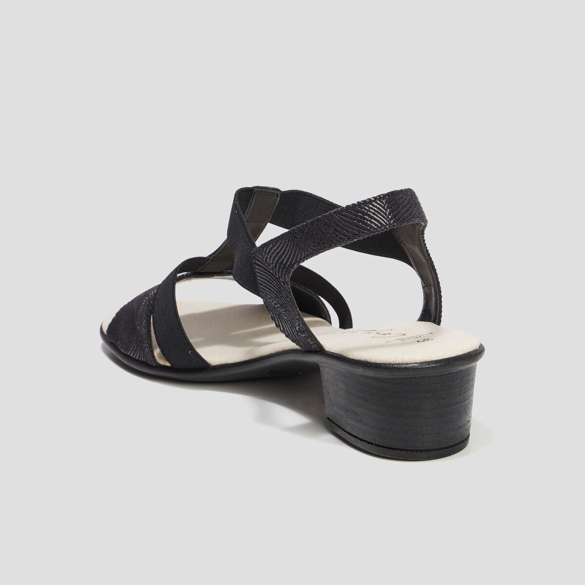 Sandales à talons pied large noir femme