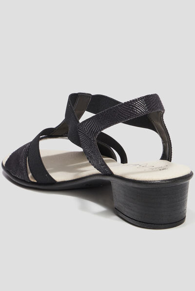 Sandales à talons pied large noir femme