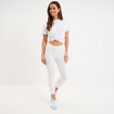 Legging 7/8 &egrave;me taille &eacute;lastiqu&eacute;e blanc femme