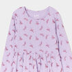 Robe trapèze manches longues coton mauve fille
