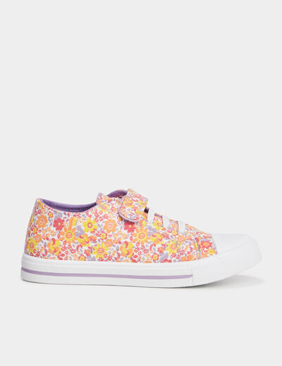 Tennis basses à scratchs en toile multicolore fille