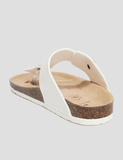 Mules plates entredoigts blanc femme